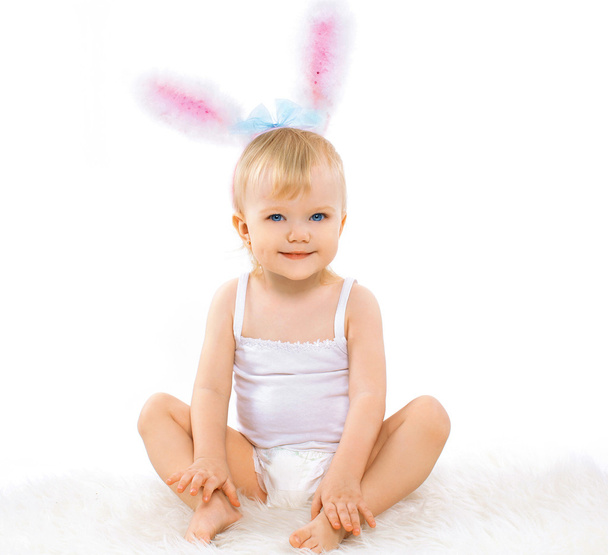 Sweet cute baby in costume easter bunny - Foto, imagen