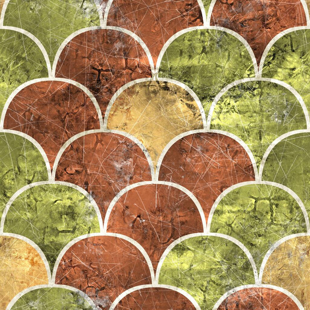 Seamless Moroccan Tile Mosaic Grungy Pattern for Surface Print - Photo, Image