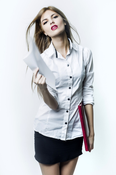 Emotional female office worker - Foto, Imagem
