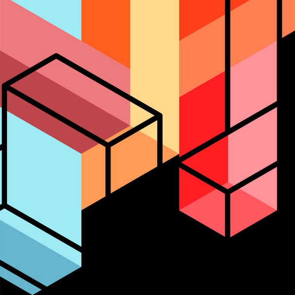 Contexte abstrait. Cubes 3d, éléments cubiques et blocs. Techno ou concept d'entreprise pour papier peint, bannière, fond, page de destination - Vecteur, image
