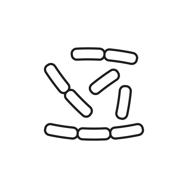Micro-organismen virus bacteriën, probiotica of lactobacillus geïsoleerde dunne lijn pictogram. Vector bifidobacterium, positieve bacterie, gezonde organisme chemische microbe. Gastro-intestinale therapie prebiotica - Vector, afbeelding