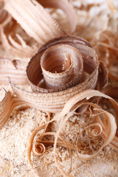 Wood shavings on sawdust closeup - Фото, изображение