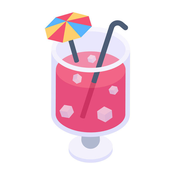 cocktail with ice, vector illustration - Vector, Imagen