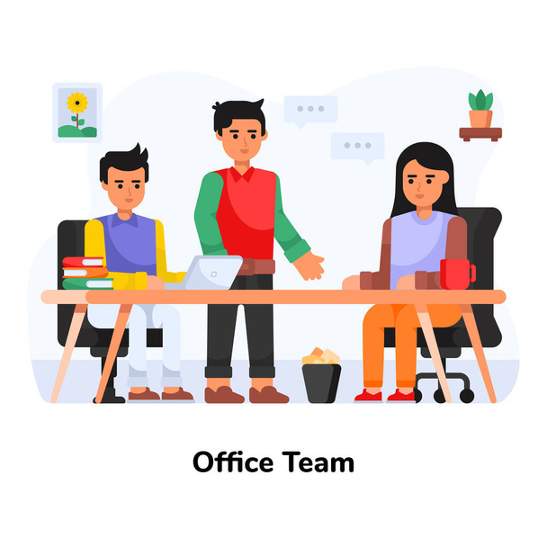 group of people working together in office. vector illustration - Διάνυσμα, εικόνα