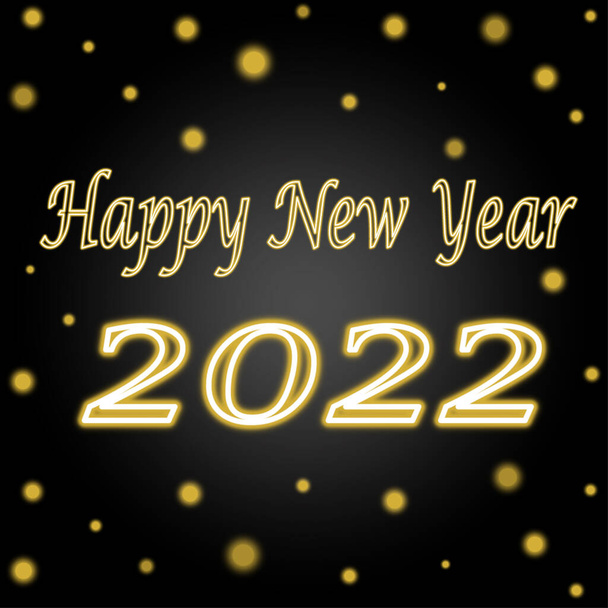 Hyvää uutta vuotta 2022 musta tausta ja kulta bokeh - Vektori, kuva
