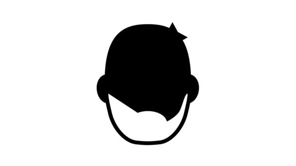 vousatý muž s animací ikony oholené čáry hlavy - Záběry, video