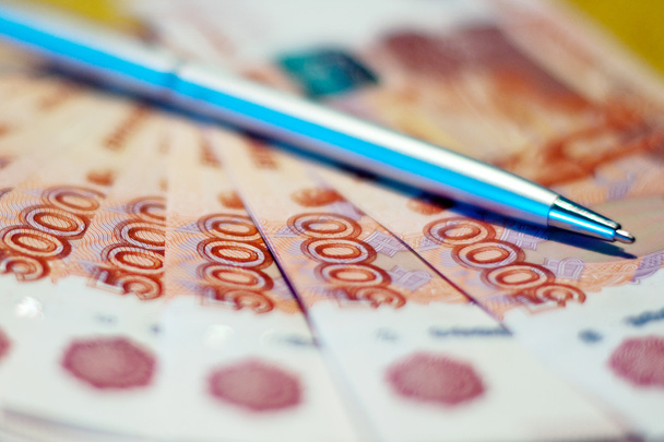 Russian money and pen - Photo, Image