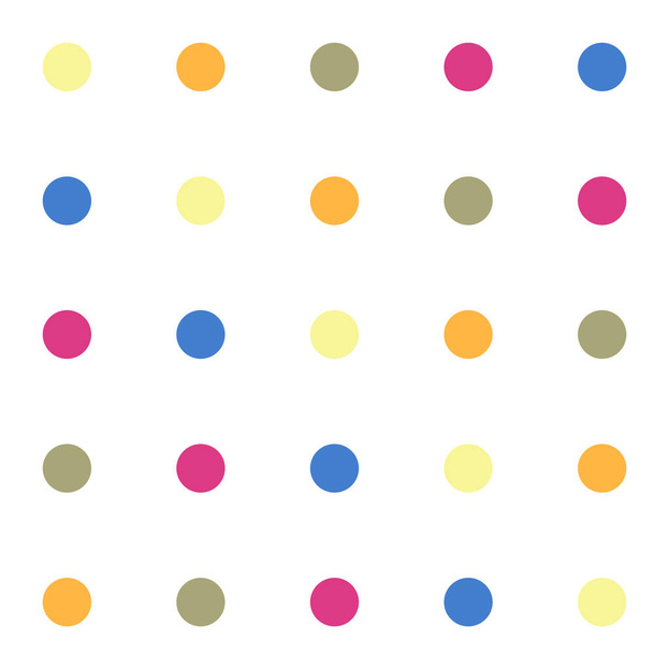 Polka Dot Pattern. Yellow, Orange, Beige, Pink and Blue Color Dot on white background. Seamless Background for graphic design, fabric, textile, fashion. Color Trend 2022. Spring - Summer - Photo, Image