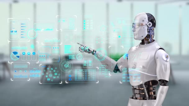 робот искусственного интеллекта с графическим дисплеем - Кадры, видео