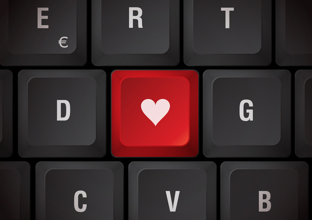 Keyboard with heart - Vector, Image