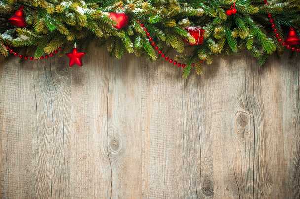 christmas decoration over wooden background - Foto, afbeelding