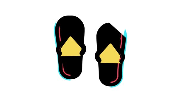 slippers summer shoes color icon animation - Footage, Video