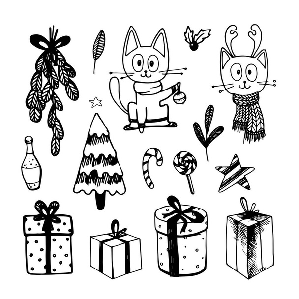 Set de griffes de Noël avec des éléments pour le design des vacances - Vecteur, image