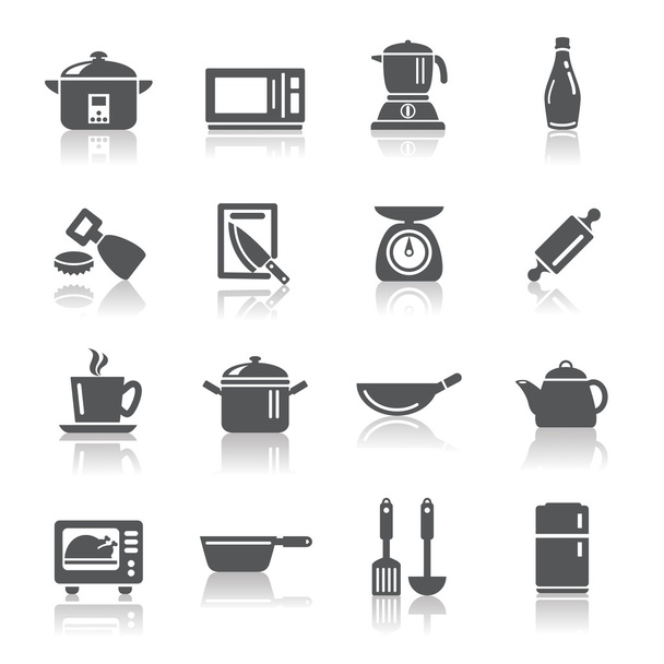 Kitchen Utensils and Appliances Icons - Vector, afbeelding