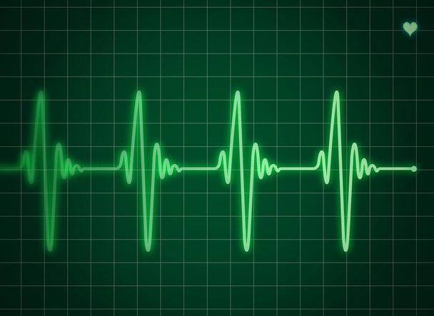 Green electrocardiogram - Vector, Image