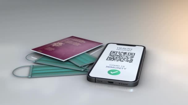 Паспорт здоровья - BELGIUM - вращение - 3D анимационная модель на белом фоне - Кадры, видео