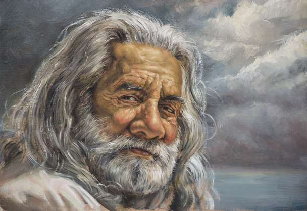 Painting of a man with a white beard - Foto, imagen