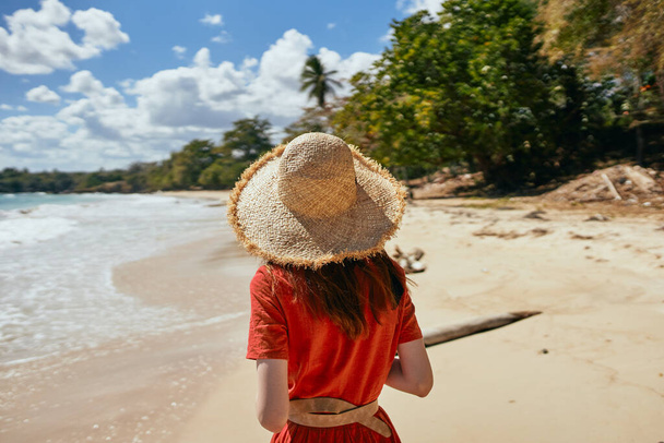 woman by the ocean beach start island landscape paradise - Photo, image