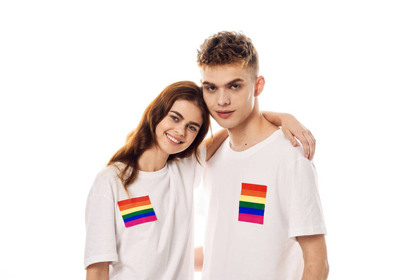 mladý pár lgbt Společenství vlajka transgender životní styl - Fotografie, Obrázek