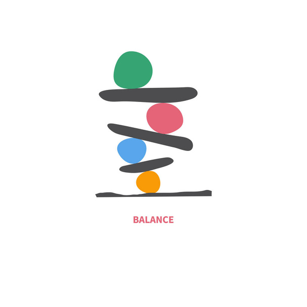 Balance-Logo. Kieselstein-Symbol. Harmonie-Symbol. Stapel von Steinen isoliert auf weißem Hintergrund. Buddhismus-Zeichen. Vektorillustration - Vektor, Bild