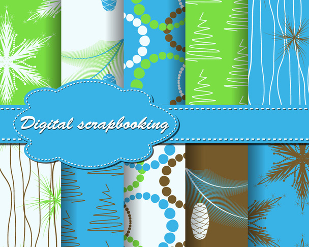 Set of Christmas paper for scrapbook - Vector, Image