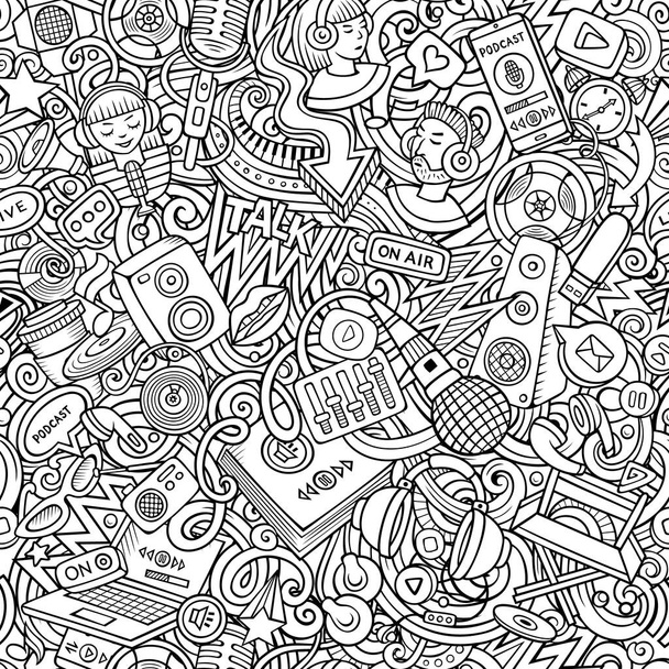 Cartoon doodles Audio content seamless pattern. - Photo, Image