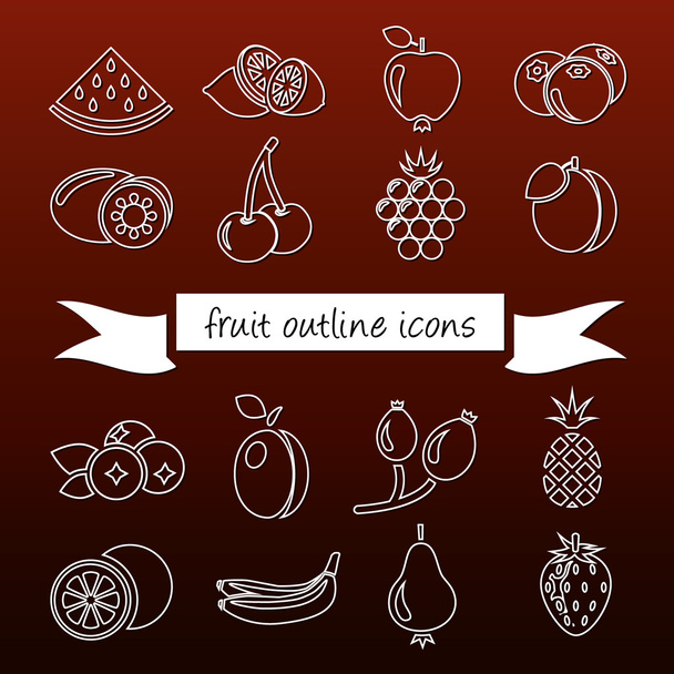fruit overzicht pictogrammen - Vector, afbeelding