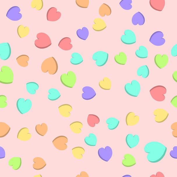 Candy Hearts Seamless Pattern - Pastel Rainbow Communication Candy Design for Valentine's Day - Вектор, зображення