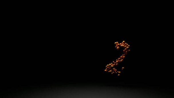 Partículas laranja abstratas reunindo e criando números em um fundo preto. Desenho. Contagem regressiva e a inscrição vão de esferas brilhantes. - Foto, Imagem