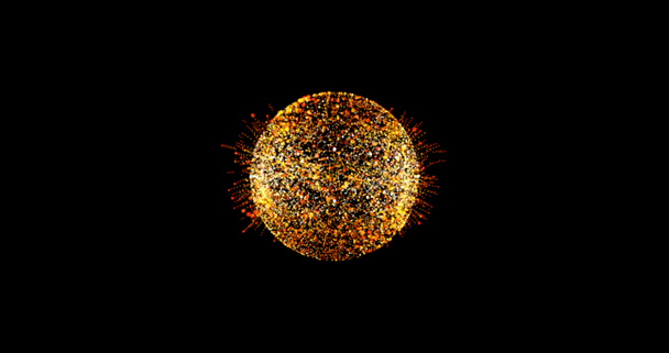 Абстрактная технология желтого фона сферы из анимированных линий и точек, частиц. режим смешивания - Фото, изображение