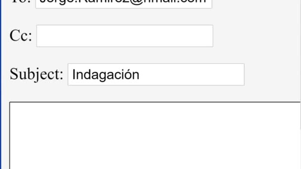 スペイン語。紹介の挨拶を入力すると、オンラインボックスで懸念するメールが送信されます。Webサイトの未知の受信者にプロの電子メールを入力開始します。タイプ紹介状。モニター画面の視点. - 映像、動画
