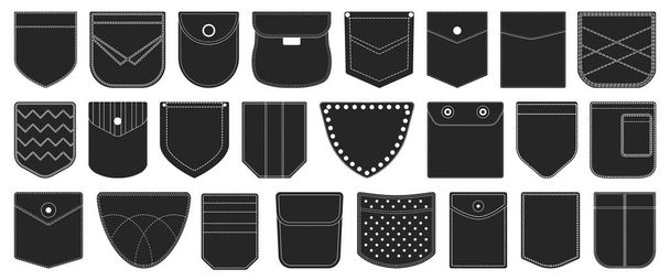 Pocket vector black set icon. Vector illustration fabric pouch on white background. Isolated black set icon pocket. - Διάνυσμα, εικόνα