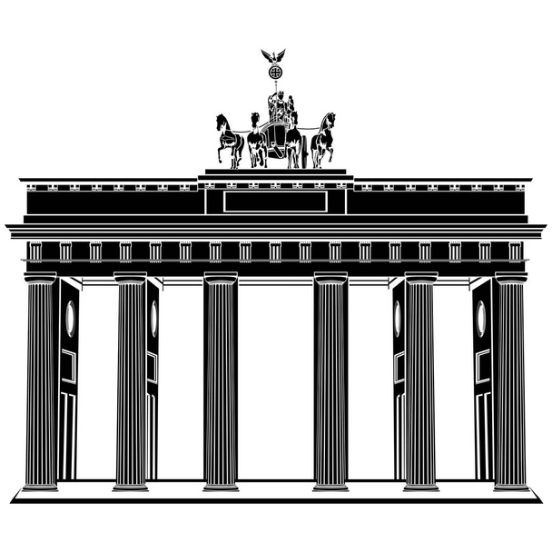 Бранденбурзькі ворота ізольовані на білому - Вектор, зображення