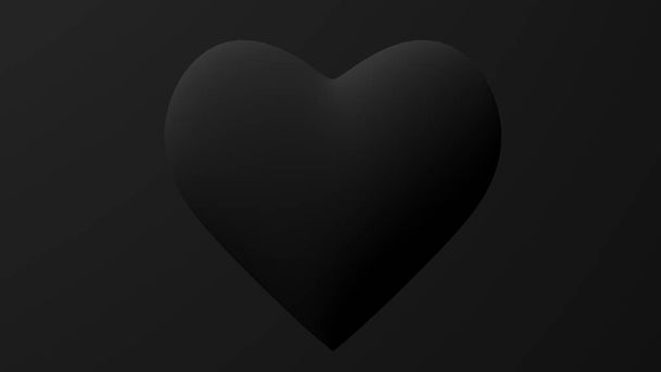 Black heart shape, black background. Abstract monochrome illustration, 3d render. - 写真・画像