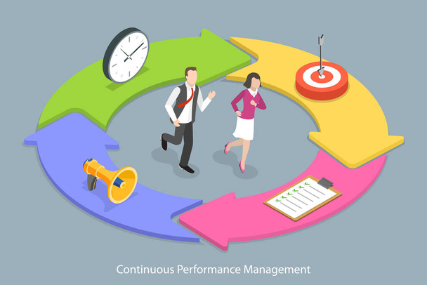 3D Isometric Flat Vector Conceptual Illustration of Continuous Performance Management - Vector, Image