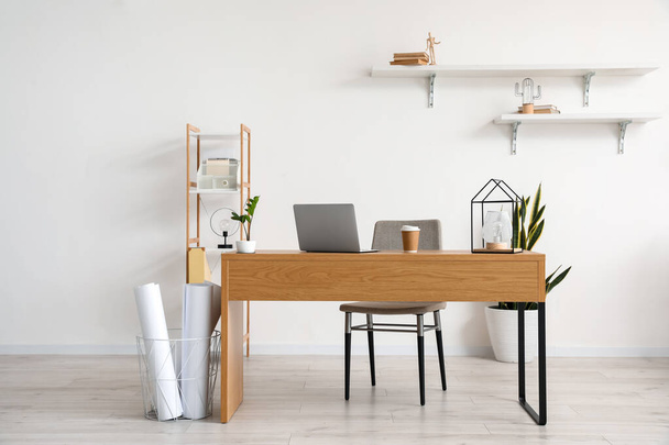 Stylish workplace near wall in room - Photo, Image