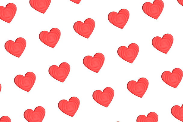 Patrón de San Valentín. Arte de papel corazón rojo aislado sobre fondo blanco. Forma de corazón superpuesta sobre tonificado en agua roja con ondas y ondas. - Foto, imagen