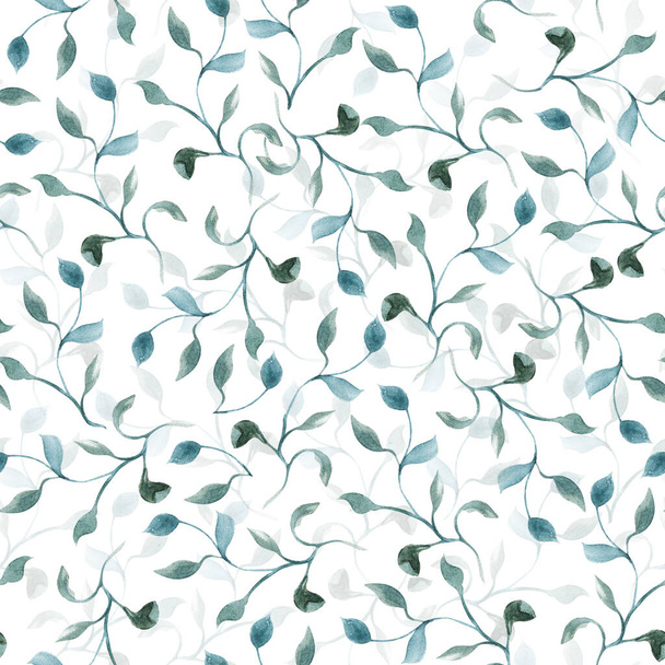 Floral green leaves seamless pattern for textile, digital paper. Hand painted - Valokuva, kuva