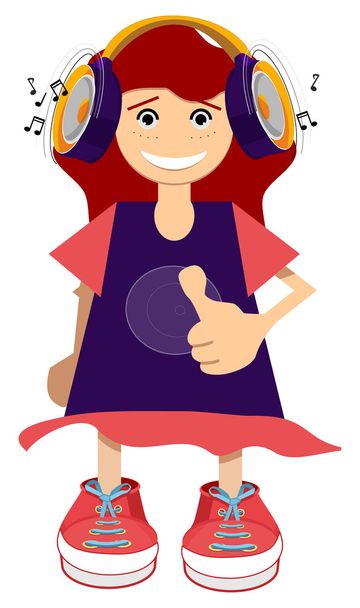 Girl listening to music - Vector, Image