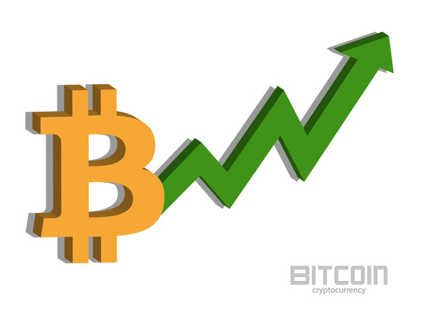 Bitcoin and chart, rising prices, money icon vector - Vector, Image
