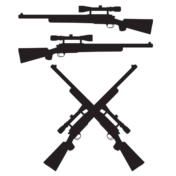 Rifle icon on white background. Crossed hunting rifles symbol. Hunting Rifle Silhouette. flat style. - Vector, Image