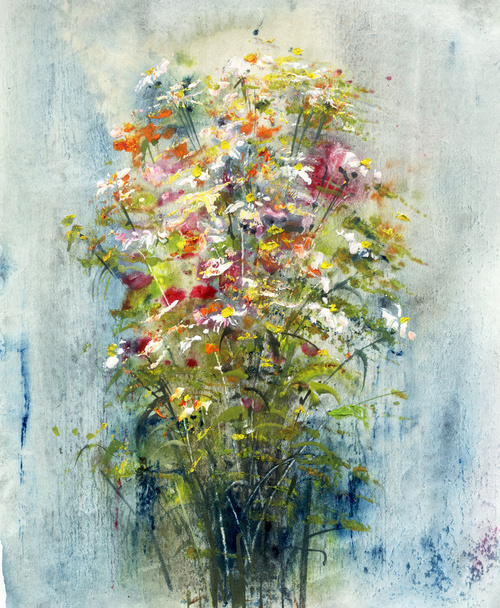 Bouquet of meadow flowers, watercolor - Photo, Image