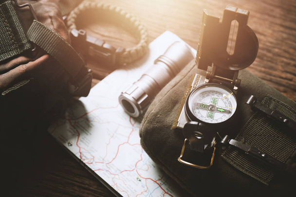 closeup military style of compass for military or camping. - Foto, immagini