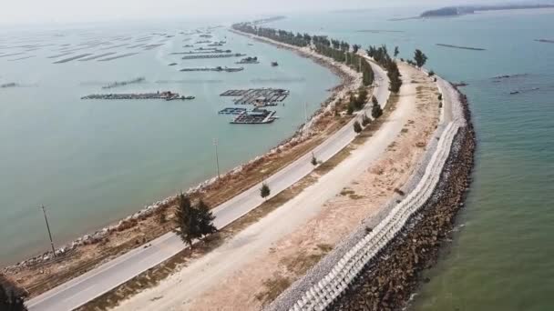 Αεροφωτογραφία του πιο όμορφου θαλάσσιου δρόμου στο νησί Dasandun, Qinzhou, Guangxi, Κίνα - Πλάνα, βίντεο
