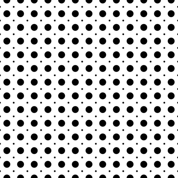   Vector illustration. Geometric seamless pattern. Monochrome large and small dots in rows. Spotted black and white background. Simple black and white abstract pattern. - Vector, Image