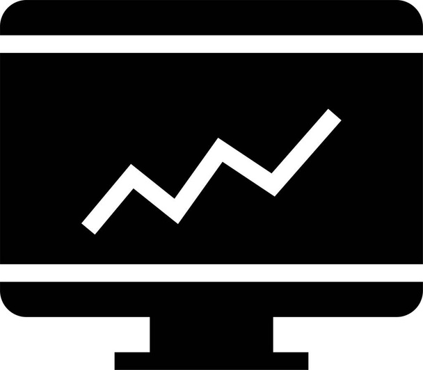 analítica icono de negocio de gráfico de barras en estilo sólido - Vector, imagen