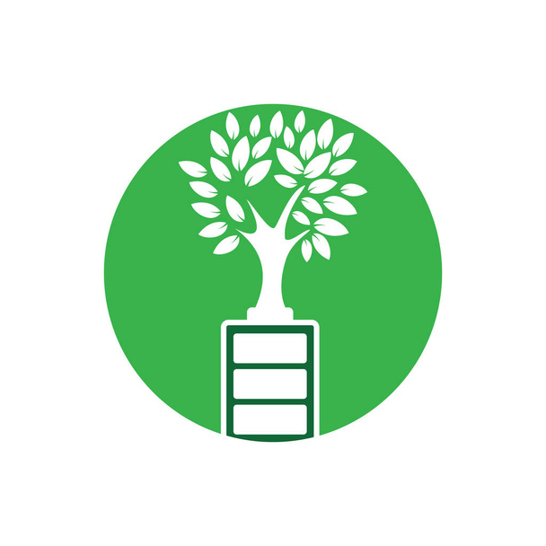 Design de ilustração de design de modelo de logotipo de natureza e bateria Eco. Modelo de logotipo de energia verde. - Vetor, Imagem