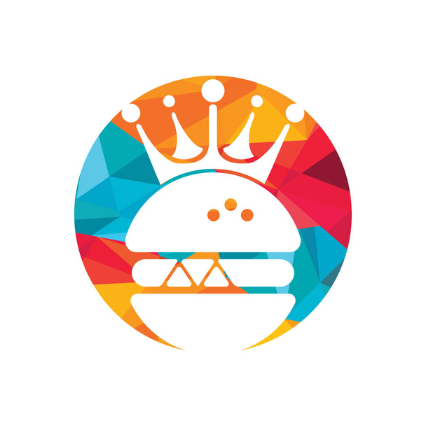 Burger King vektori logo suunnittelu. Burger kruunu kuvake logo käsite. - Vektori, kuva