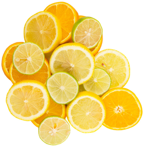 Fatias de limão, limão e laranja
 - Foto, Imagem