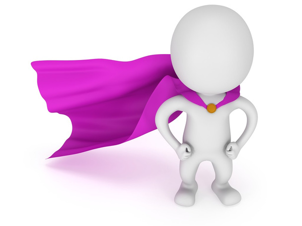człowiek 3D - odważny superbohatera z fioletowy płaszcz - Zdjęcie, obraz